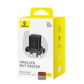 Baseus GaN 5 30W Type-C Mini Fast Charger | UK Plug | Compatible With Macbook iPhone Samsung