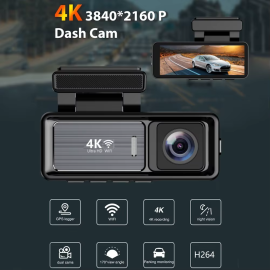 3.2Inch Dash Cam Dual Lens Ultra HD Real 4K Car DVR Camera WIFI GPS