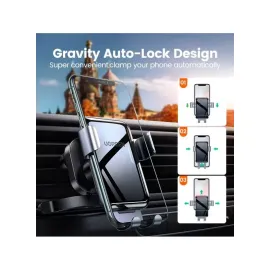 Gravity Phone Holder for Round Air Vent - Black