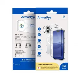 ArmorPro 3-in-1 Package – MagSafe Clear Case + Clear Screen Protector + Lens Protector – for iPhone 17