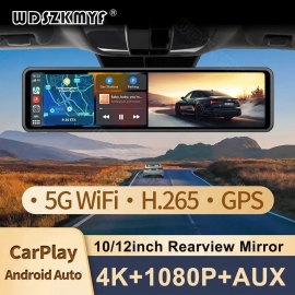 4K Car DVR 10/12” Wireless GPS Carplay Android auto Dash Cam for Dual Camera