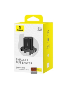 Baseus GaN 5 30W Type-C Mini Fast Charger | UK Plug | Compatible With Macbook iPhone Samsung
