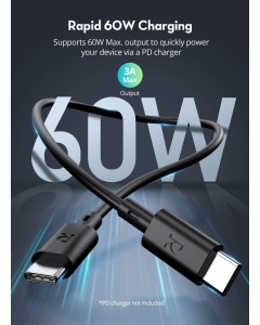 RavPower Type-C To Type-C Cable 2M TPE Black