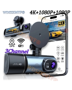 NEW 4K Dash Cam WIFI GPS 24H Parking Monitor Car DVR 2/3ways Recording